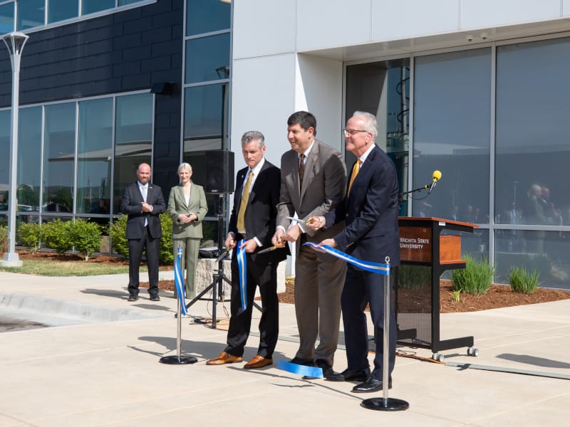 Photo of the ribbon-cutting ceremony for the new center.