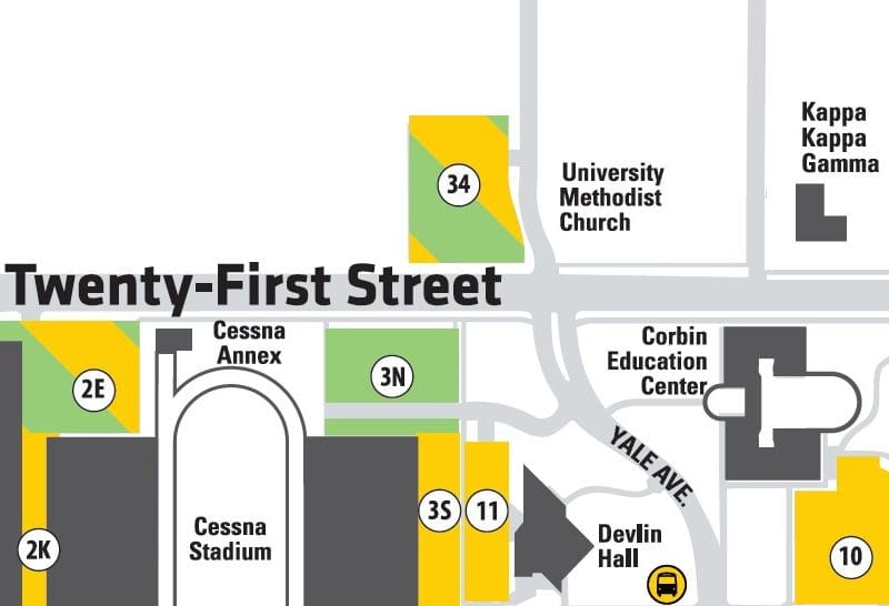 Screengrab of the parking lots around the 21st Street and Yale Avenue area.