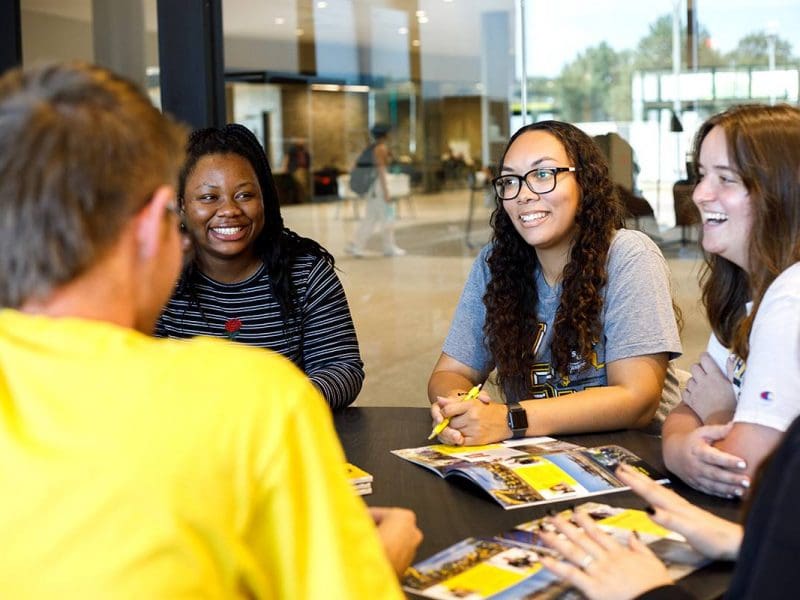 Photo of students studying in Woolsey Hall.
