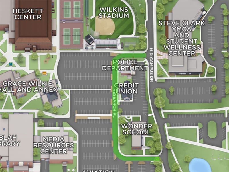 Map of campus with Research Place highlighted