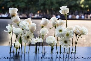Memorial with flowers