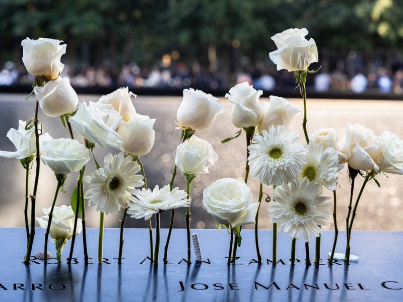 Memorial with flowers