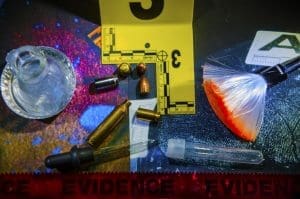 Miscellaneous forensic science paraphernalia and crime scene evidence