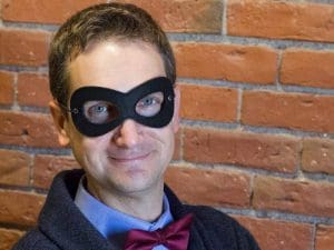 Daniel Bergman in a superhero mask