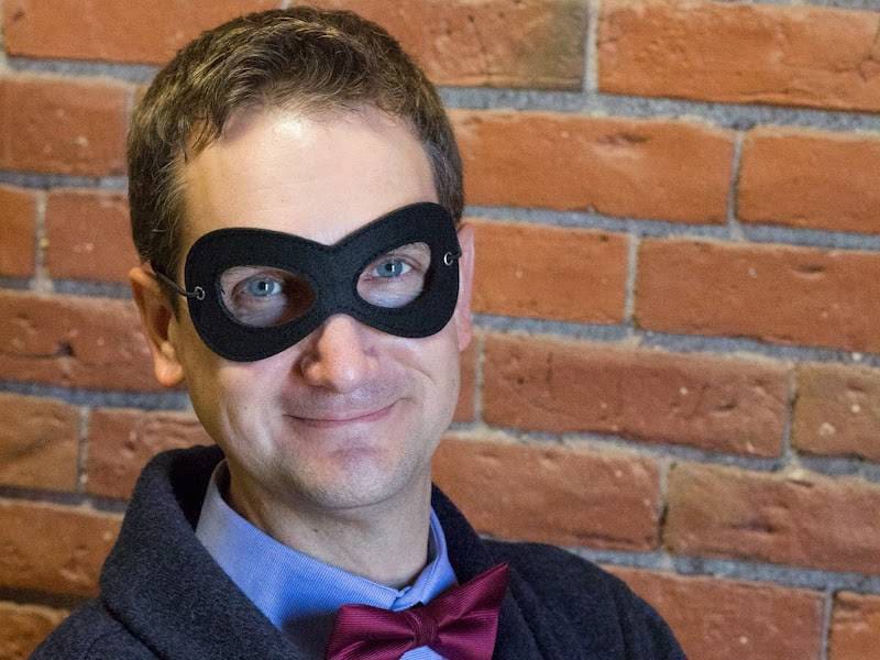 Daniel Bergman in a superhero mask