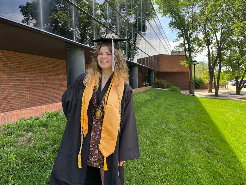 Denae Sawyer in her WSU regalia