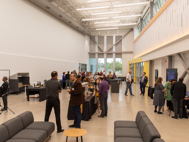 Members from WSU and the Innovation Campus mingle at the College of Fine Arts/Innovation Campus mixer
