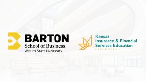 Logos for the Barton School of Business at Wichita State University and the Kansas Insurance and Financial Services Education Foundation (KIFSEF)
