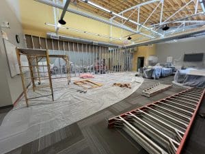 Construction on a classroom at WSU Old Town