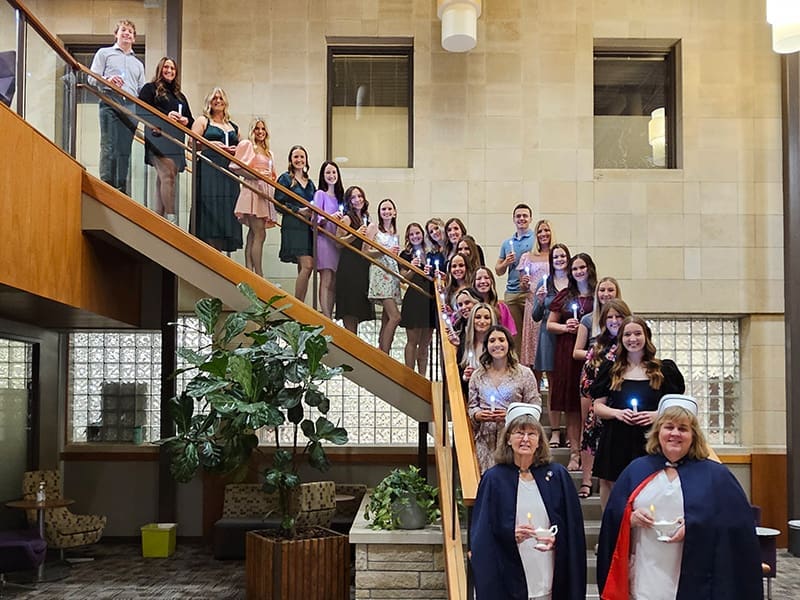K-State nursing students and Nurses Honor Guard at Nightingale ceremony