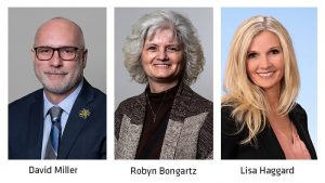 New Industry and defense programs finance and administration staff (left to right): David Miller, Robyn Bongartz, Lisa Haggard.