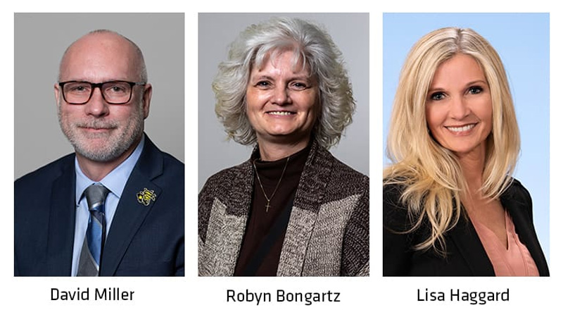 New Industry and defense programs finance and administration staff (left to right): David Miller, Robyn Bongartz, Lisa Haggard.