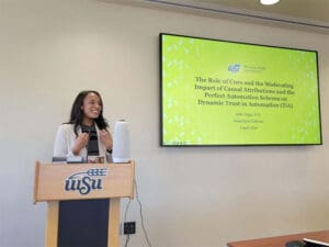 Jade Driggs presents at her dissertation defense