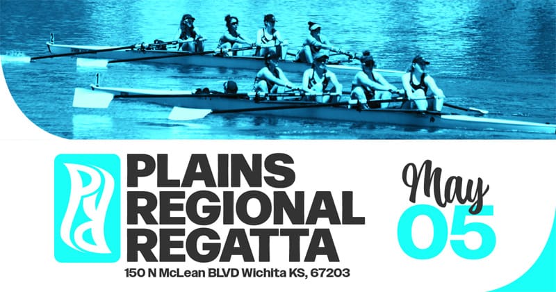 Team of Rowers on the water in a Rowing Shell, Plains Regional Regatta, 150 N McLean BLVD Wichita KS, 67205, May 05