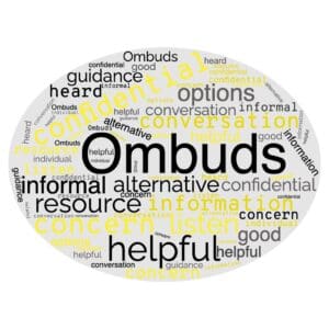 Word cloud of words associated with Ombuds