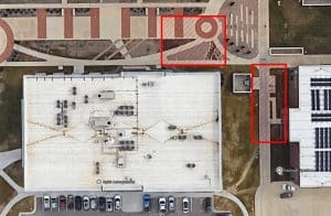 Map showing areas of sidewalk effected by construction.