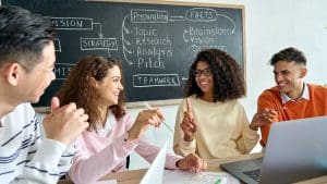 Students working at a desk