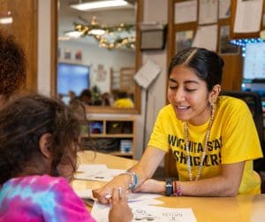 WSU Student Teacher in a classroom