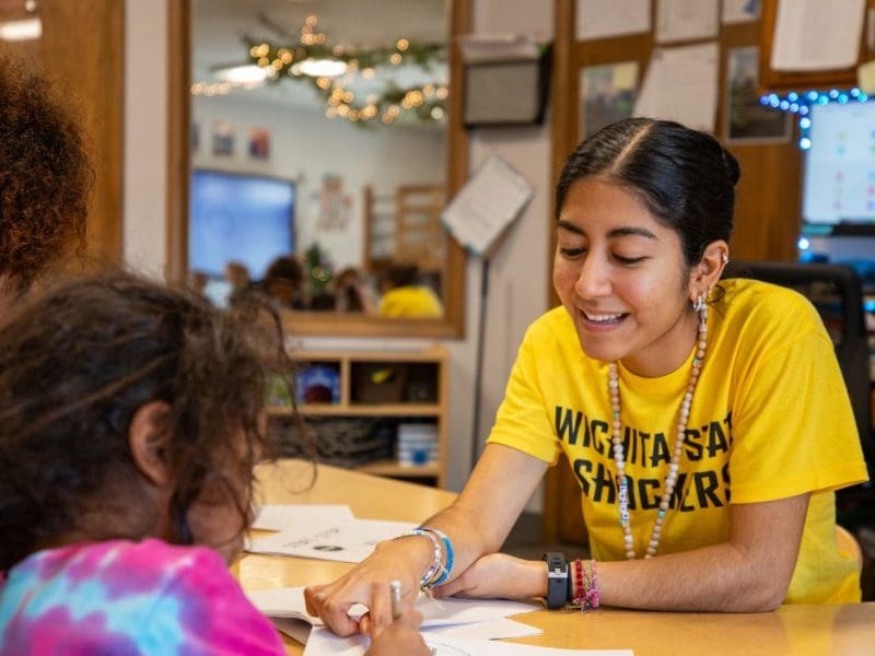 WSU Student Teacher in a classroom