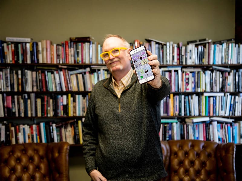 Professor Darren DeFrain shows off the Vizling app he is currently developing
