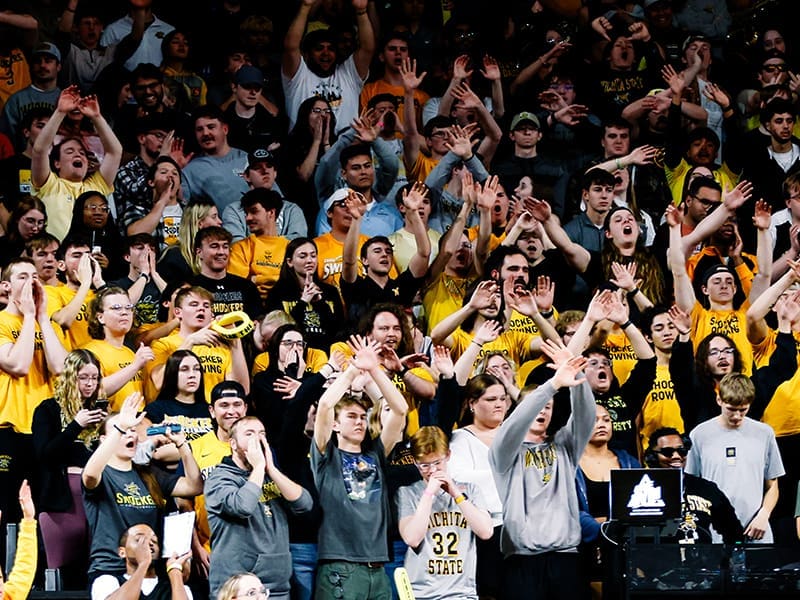 WSU Students Fill The Student Section at a Men's Basketball Game