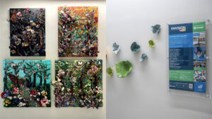 Art installations from the Envision Art Installation in Woolsey Hall