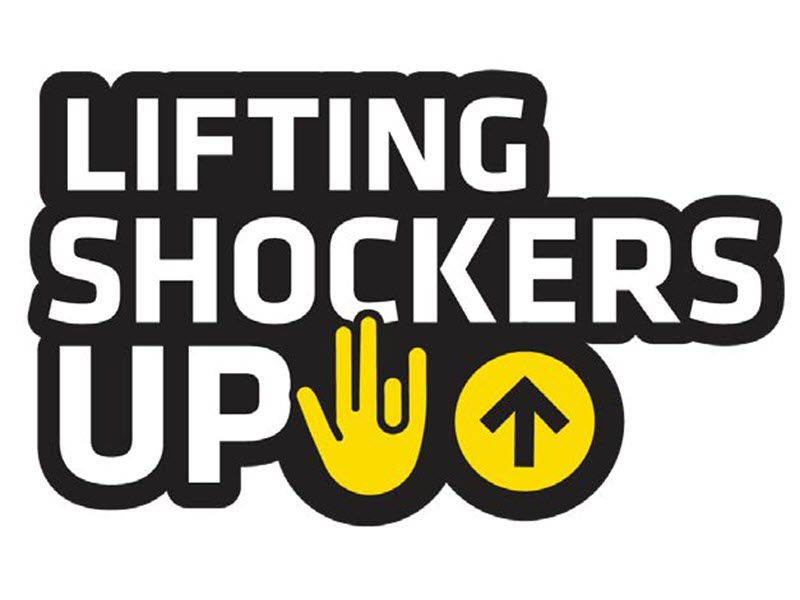 Graphic with text that reads Lifting Shockers Up