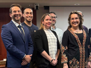 Dr. Christopher Leonard, Marco Hernandez, Dr. Erin O'Bryan and Dr. Lisa Parcell pose after being named Faculty and Staff of the Year at KBOR.