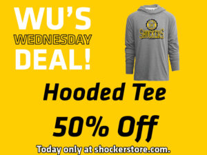 Wu's Wednesday Deal! Hooded Tee 50% off. Today only at shockerstore.com