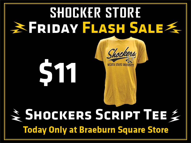 Shocker Store Friday Flash Sale. $11 Shockers script tee. Today only at Braeburn Square store