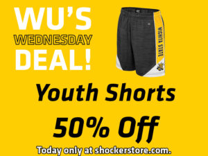 Wu's Wednesday Deal! Youth Shorts 50% off. Today only at shockerstore.com