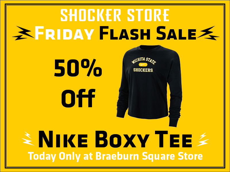 Shocker Store. Friday Flash Sale. 50% off Nike boxy tee. Today only at Braeburn Square store