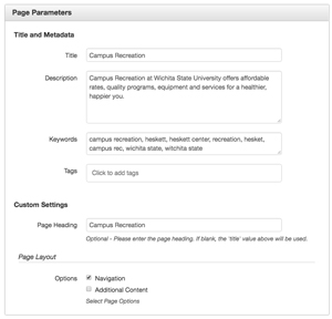 Page Parameters Page Parameters