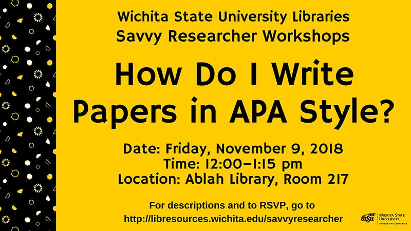 Library workshop Nov. 9, 2018