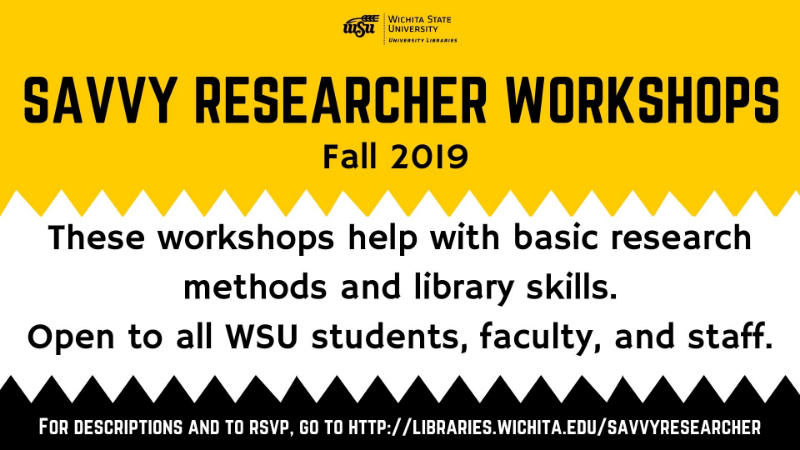 Savvy Researcher Workshops Sept. 2019